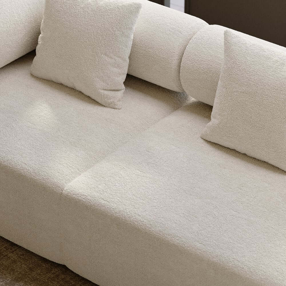 Modern Chenille Velvet Sectional Sofa With Round Arms