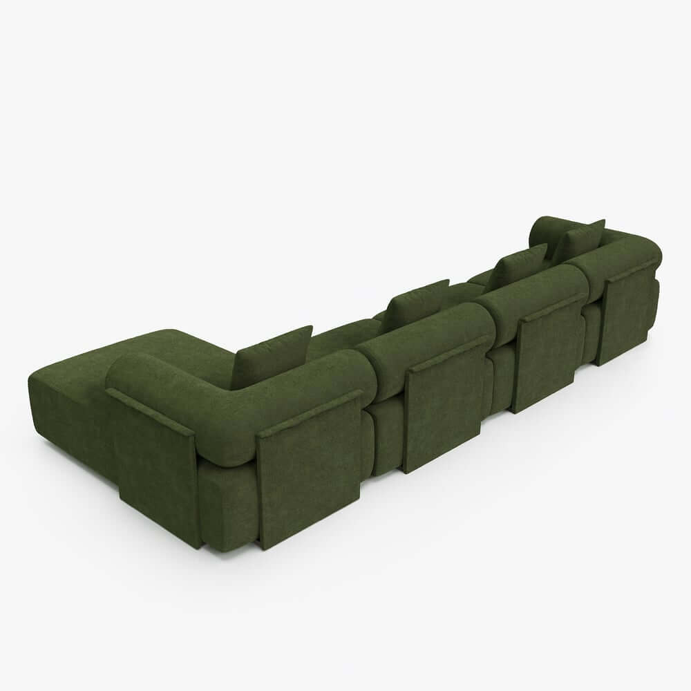 Modern Chenille Velvet Sectional Sofa With Round Arms