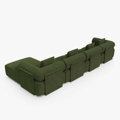 Modern Chenille Velvet Sectional Sofa With Round Arms