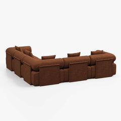 Modern Chenille Velvet Sectional Sofa With Round Arms