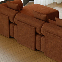 Modern Chenille Velvet Sectional Sofa With Round Arms