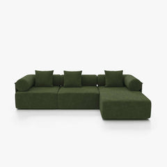 Modern Chenille Velvet Sectional Sofa With Round Arms