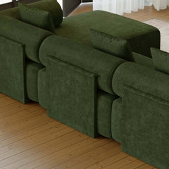 Modern Chenille Velvet Sectional Sofa With Round Arms