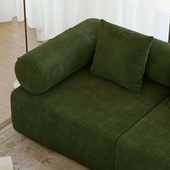 Modern Chenille Velvet Sectional Sofa With Round Arms