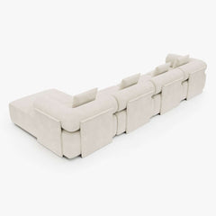 Modern Chenille Velvet Sectional Sofa With Round Arms