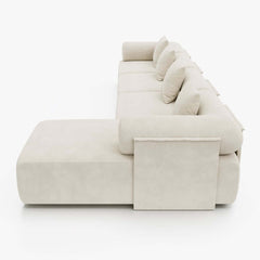 Modern Chenille Velvet Sectional Sofa With Round Arms