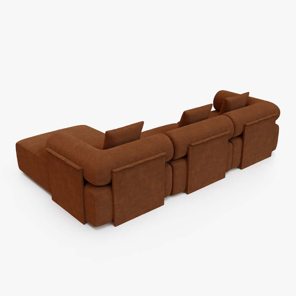 Modern Chenille Velvet Sectional Sofa With Round Arms
