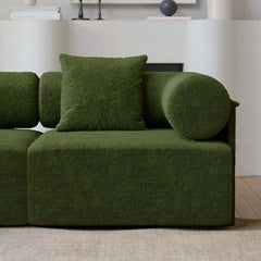 Modern Chenille Velvet Sectional Sofa With Round Arms