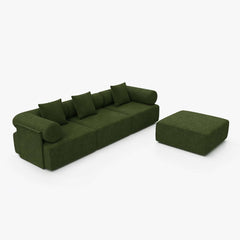 Modern Chenille Velvet Sectional Sofa With Round Arms