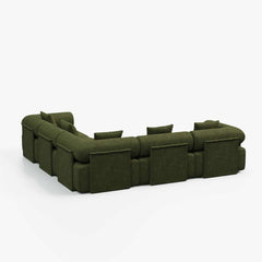Modern Chenille Velvet Sectional Sofa With Round Arms