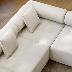 Modern Chenille Velvet Sectional Sofa With Round Arms