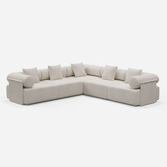 Modern Chenille Velvet Sectional Sofa With Round Arms
