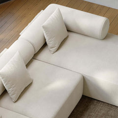 Modern Chenille Velvet Sectional Sofa With Round Arms