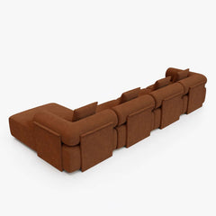 Modern Chenille Velvet Sectional Sofa With Round Arms