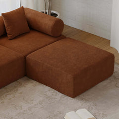 Modern Chenille Velvet Sectional Sofa With Round Arms