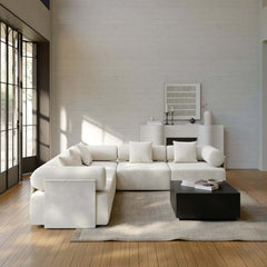 Modern Chenille Velvet Sectional Sofa With Round Arms