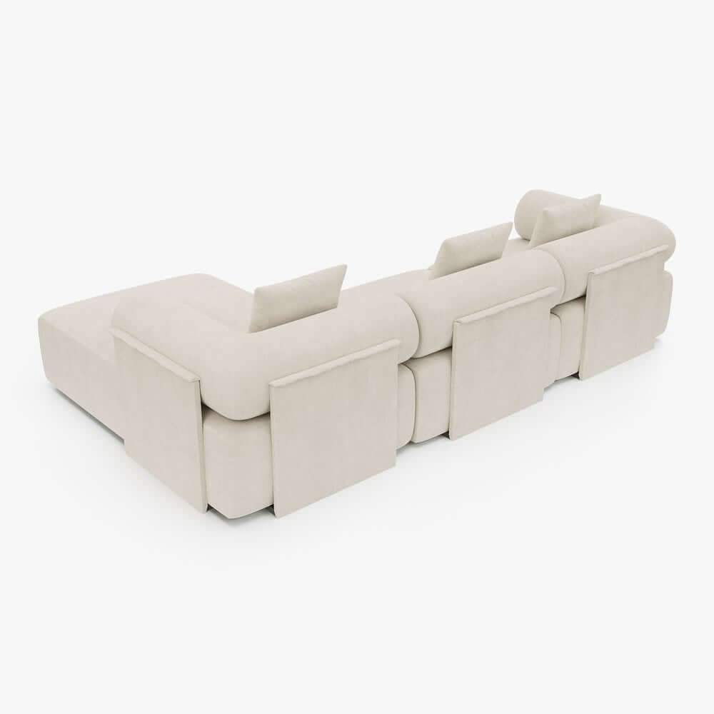 Modern Chenille Velvet Sectional Sofa With Round Arms
