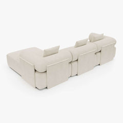 Modern Chenille Velvet Sectional Sofa With Round Arms