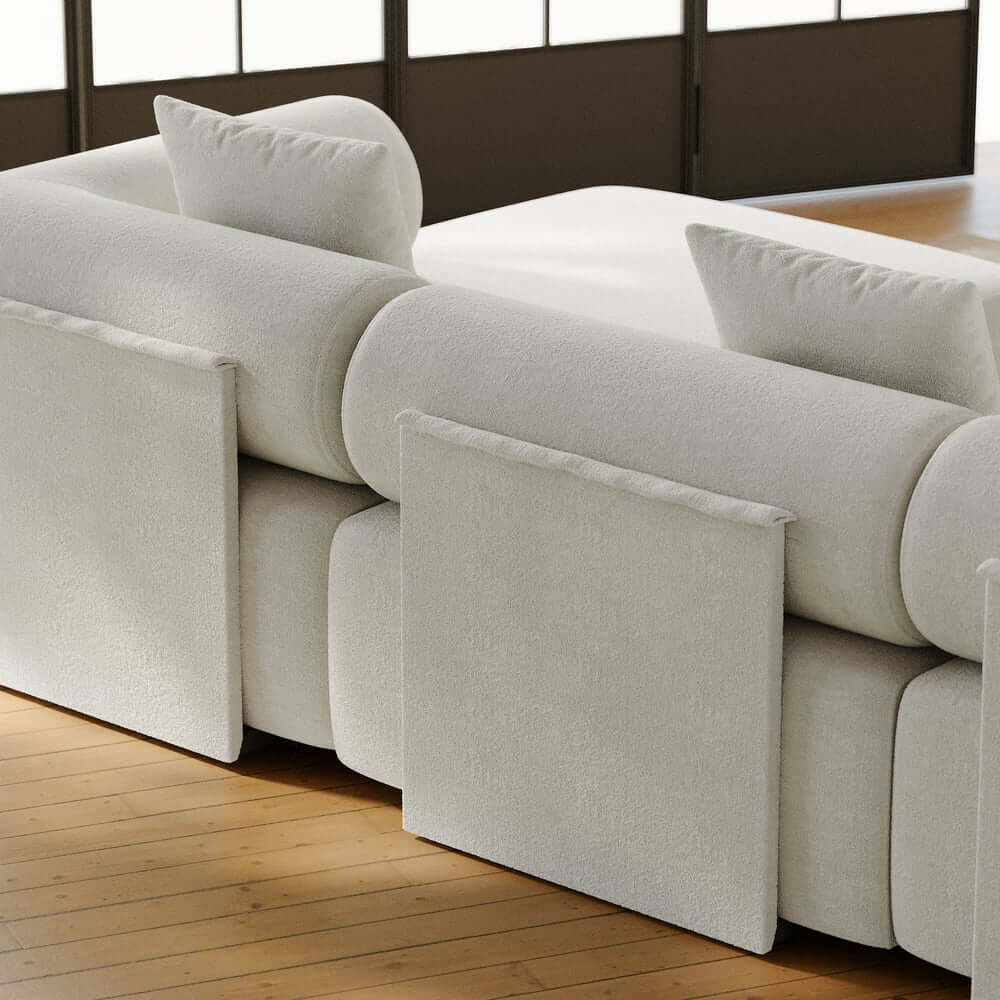 Modern Chenille Velvet Sectional Sofa With Round Arms