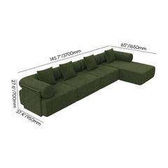 Modern Chenille Velvet Sectional Sofa With Round Arms Dimensions