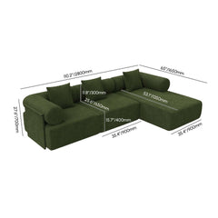 Modern Chenille Velvet Sectional Sofa With Round Arms Dimensions