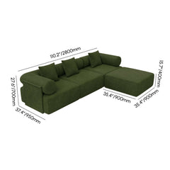 Modern Chenille Velvet Sectional Sofa With Round Arms Dimensions