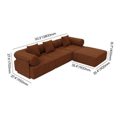 Modern Chenille Velvet Sectional Sofa With Round Arms Dimensions