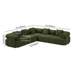 Modern Chenille Velvet Sectional Sofa With Round Arms Dimensions
