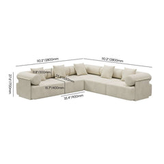 Modern Chenille Velvet Sectional Sofa With Round Arms Dimensions