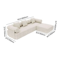 Modern Chenille Velvet Sectional Sofa With Round Arms Dimensions