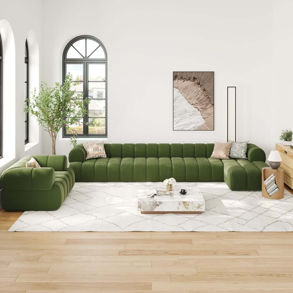 Modern Chenille Velvet Sofa Chaise - Modular Design