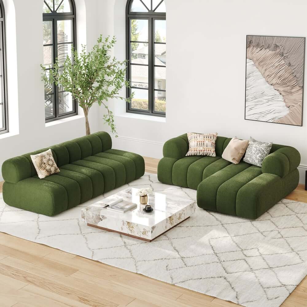 Modern Chenille Velvet Sofa Chaise - Modular Design