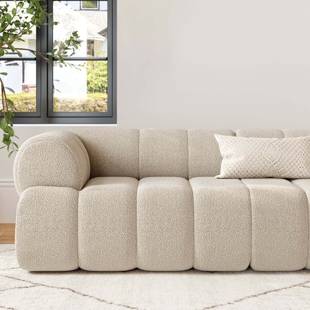 Modern Chenille Velvet Sofa Chaise - Modular Design