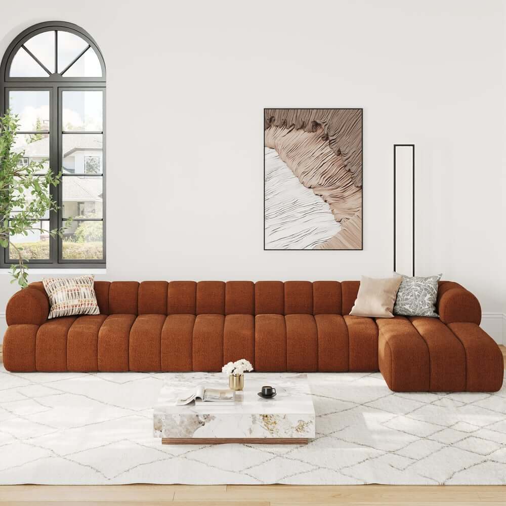Modern Chenille Velvet Sofa Chaise - Modular Design