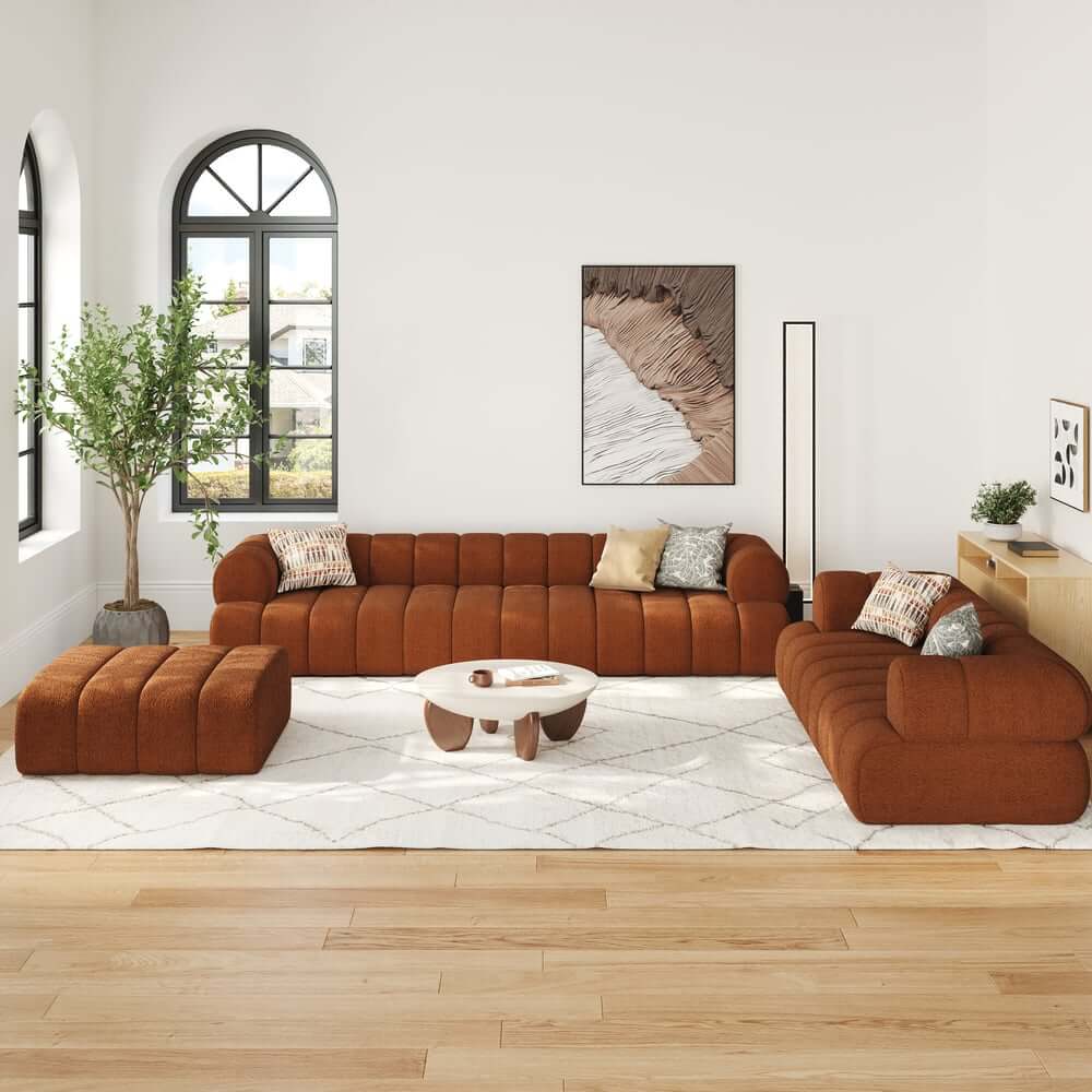 Modern Chenille Velvet Sofa Chaise - Modular Design