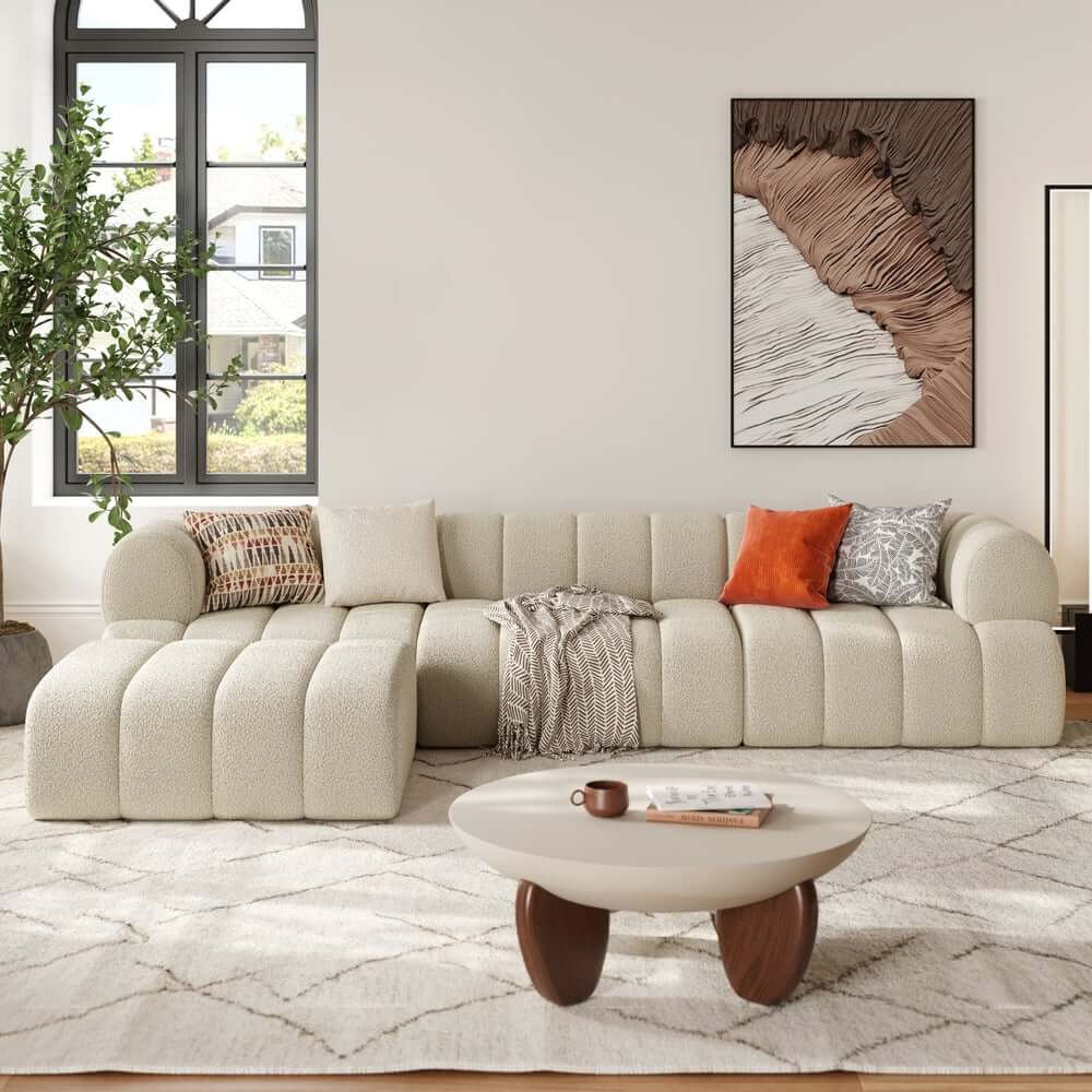 Modern Chenille Velvet Sofa Chaise - Modular Design