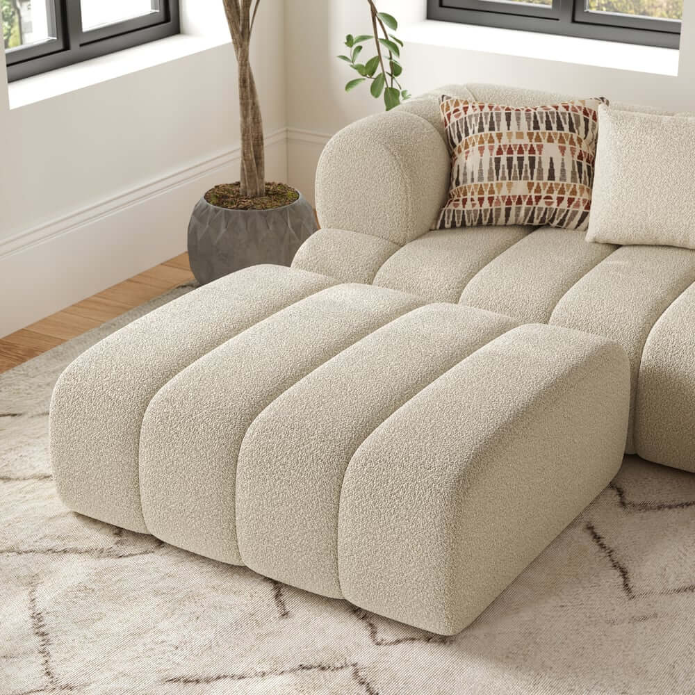 Modern Chenille Velvet Sofa Chaise - Modular Design