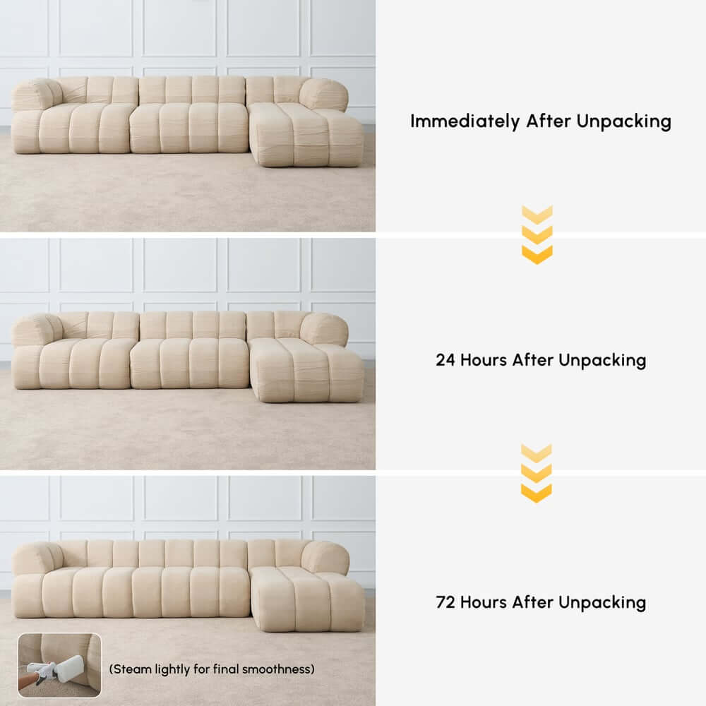 Modern Chenille Velvet Sofa Chaise - Modular Design