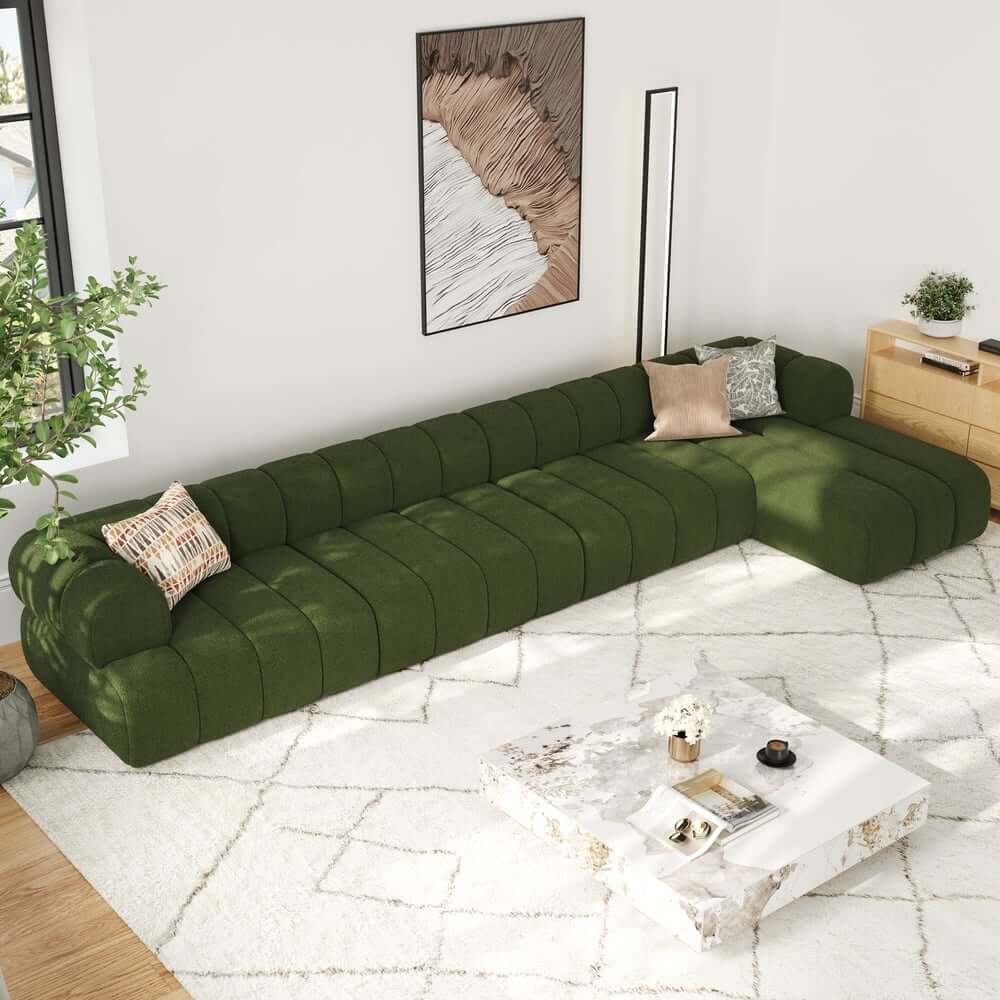 Modern Chenille Velvet Sofa Chaise - Modular Design