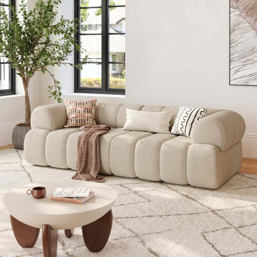 Modern Chenille Velvet Sofa Chaise - Modular Design