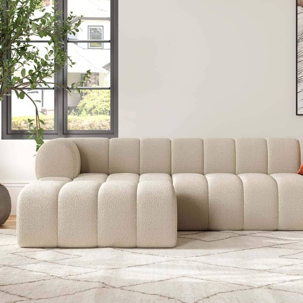 Modern Chenille Velvet Sofa Chaise - Modular Design