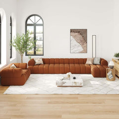 Modern Chenille Velvet Sofa Chaise - Modular Design