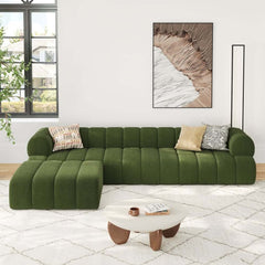 Modern Chenille Velvet Sofa Chaise - Modular Design