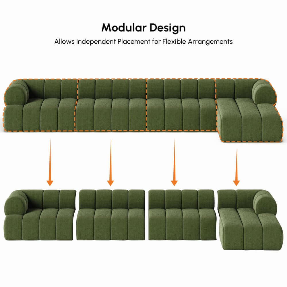 Modern Chenille Velvet Sofa Chaise - Modular Design