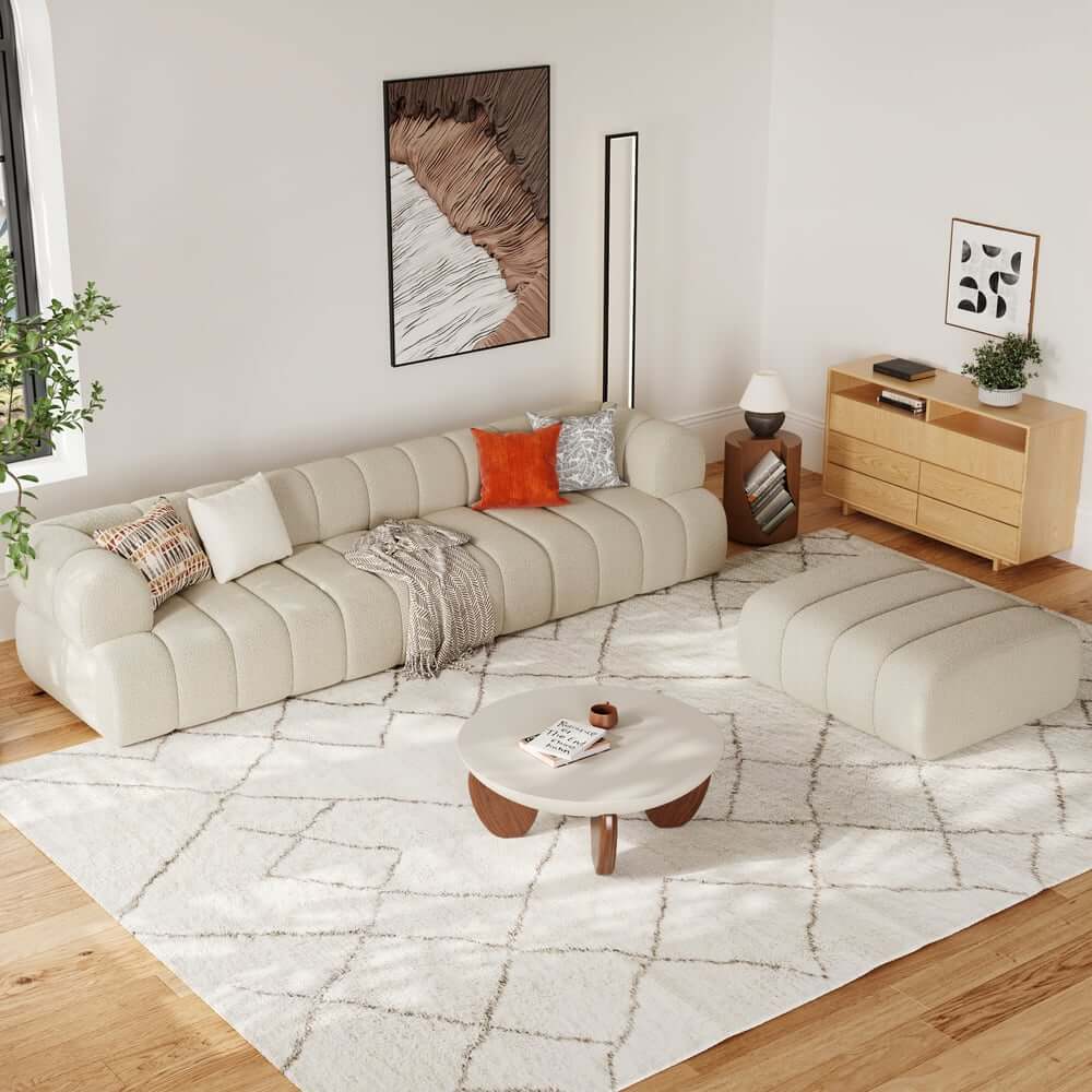 Modern Chenille Velvet Sofa Chaise - Modular Design