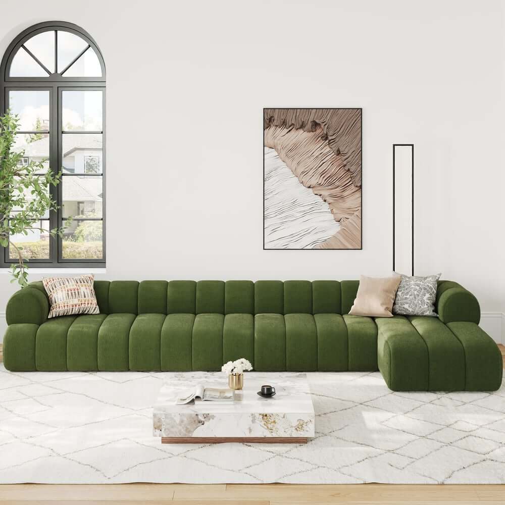 Modern Chenille Velvet Sofa Chaise - Modular Design