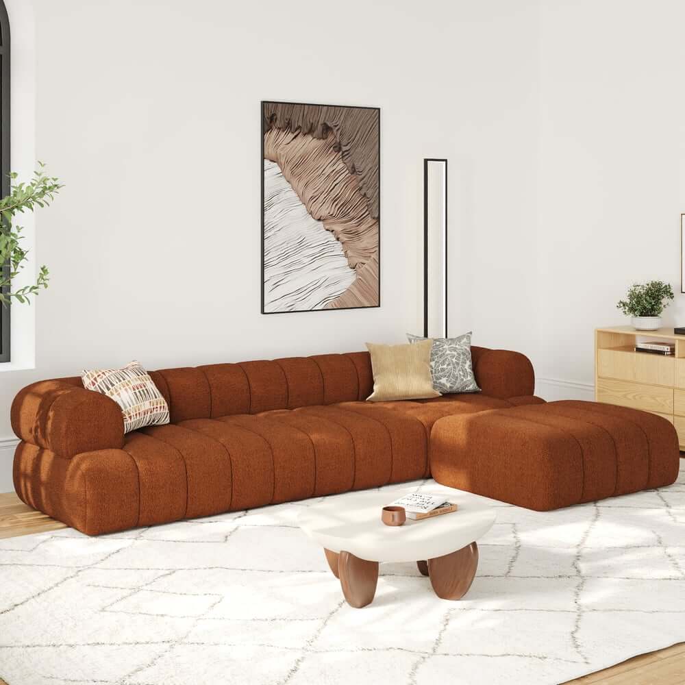 Modern Chenille Velvet Sofa Chaise - Modular Design