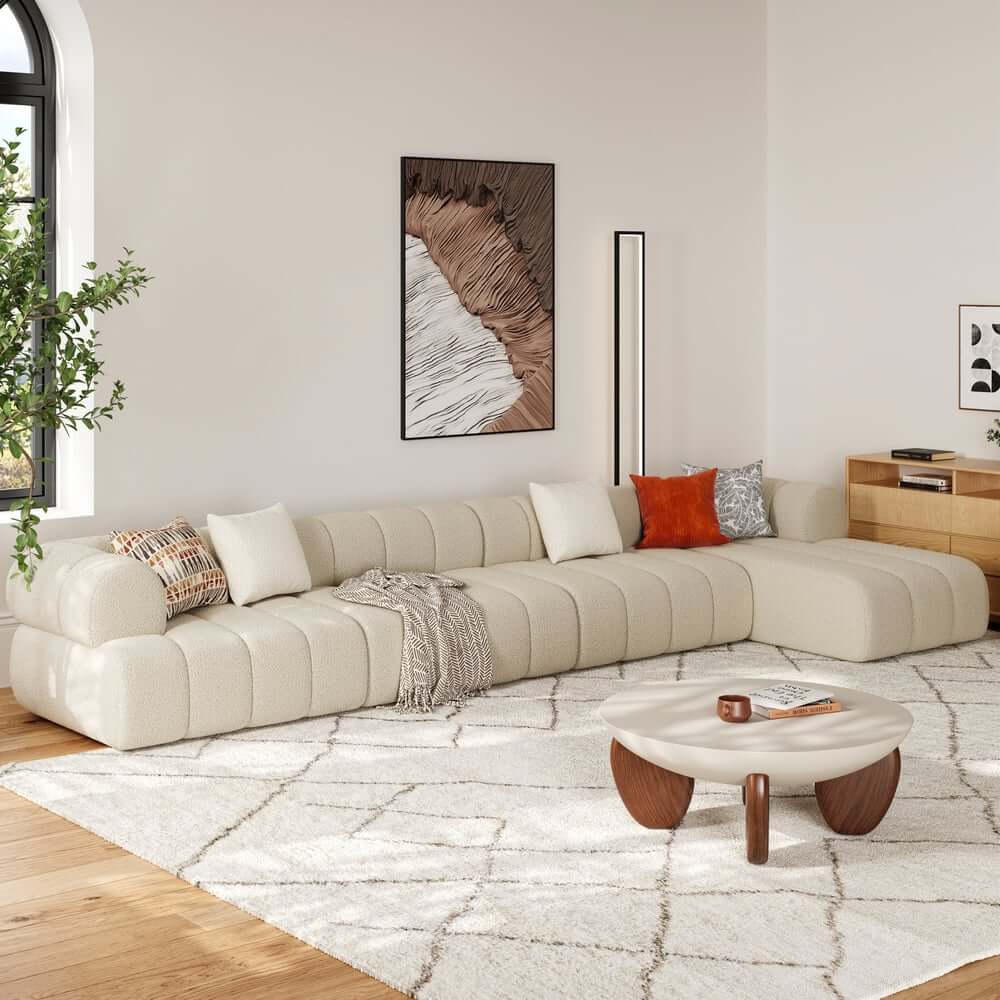 Modern Chenille Velvet Sofa Chaise - Modular Design