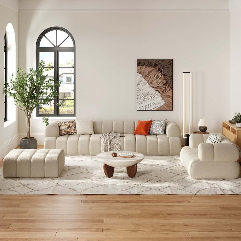 Modern Chenille Velvet Sofa Chaise - Modular Design