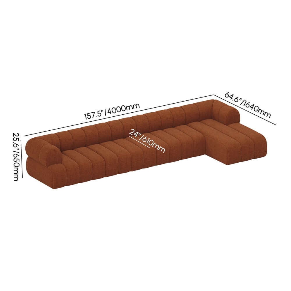 Modern Chenille Velvet Sofa Chaise - Modular Design Dimensions